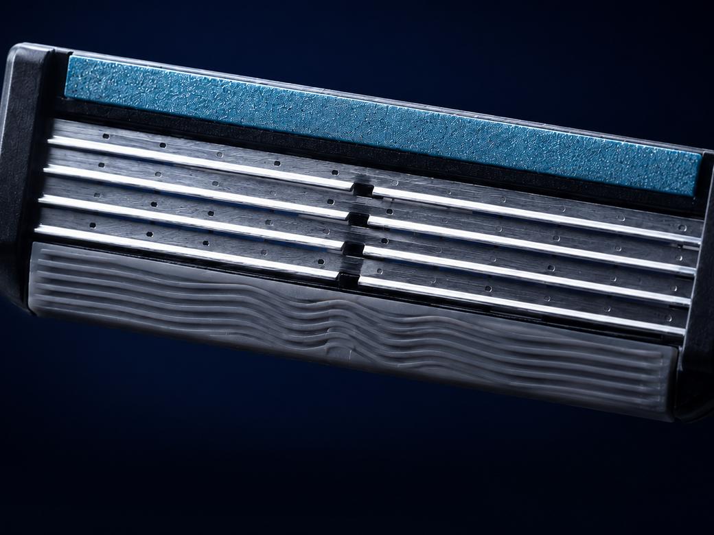 Macro view of the four stainless steel blades